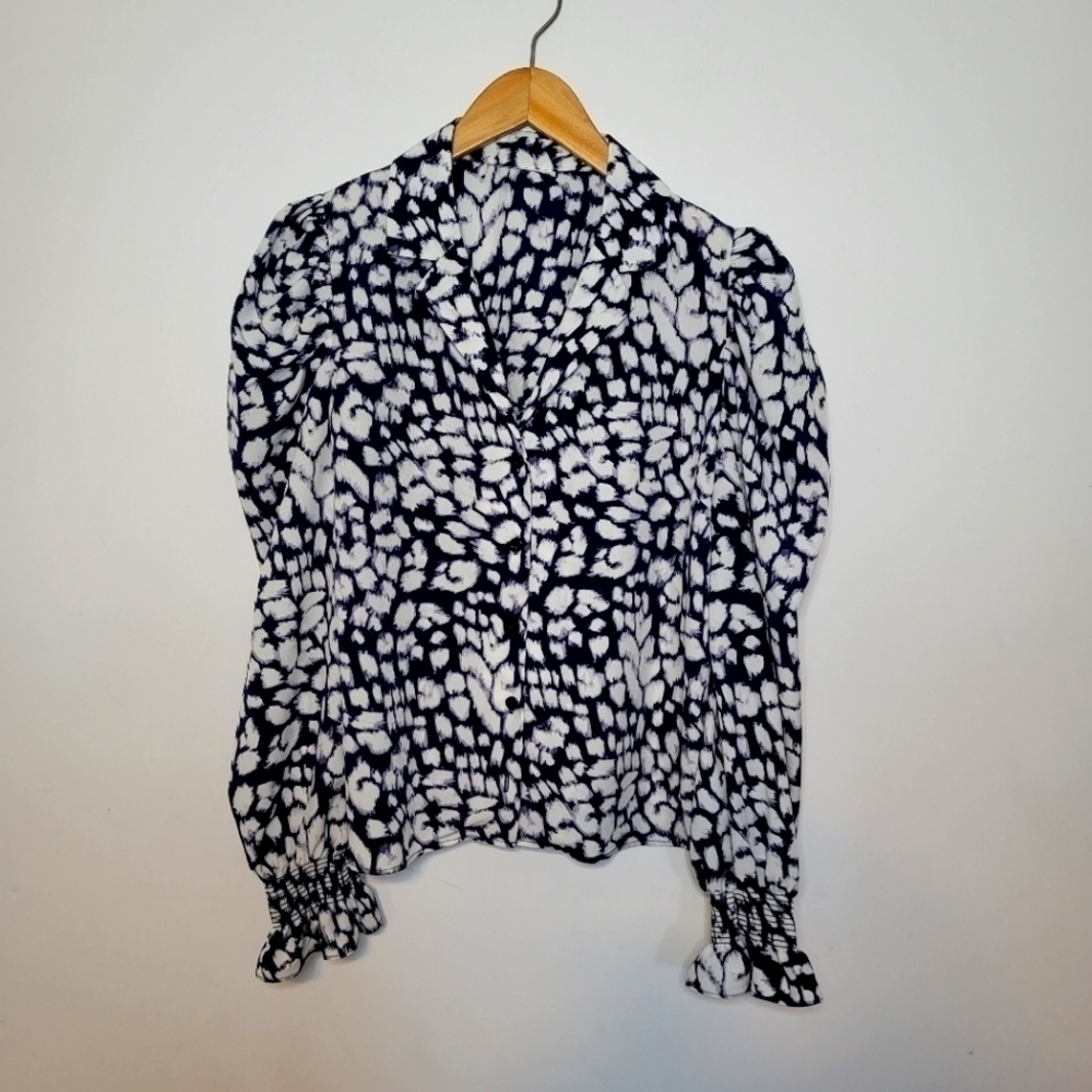 TOPSHOP Purple & White Print Top Size 8
